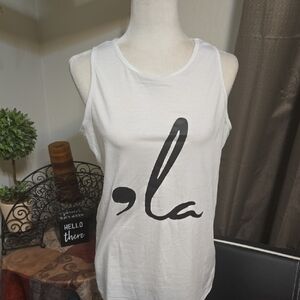 Chic White Graphic Tank Top